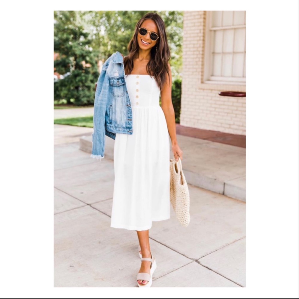 Pink Lily White Midi Dress